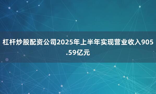 杠杆炒股配资公司2025年上半年实现营业收入905.59亿元